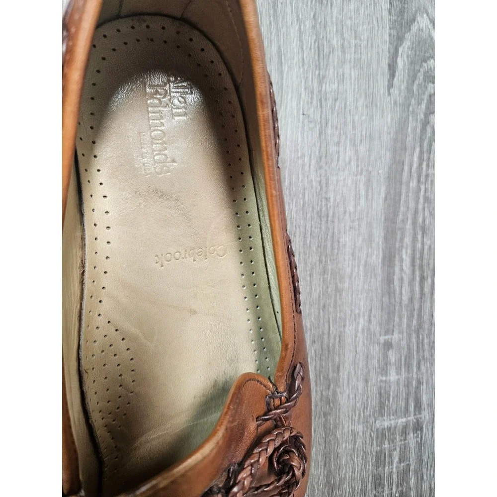 Allen Edmonds Colebrook Tan Leather Braided Bow Loafers Mens 9.5 D 91320 USA